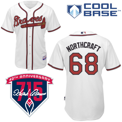 Aaron Northcraft #68 MLB Jersey-Atlanta Braves Men's Authentic Home White Cool Base Baseball Jersey